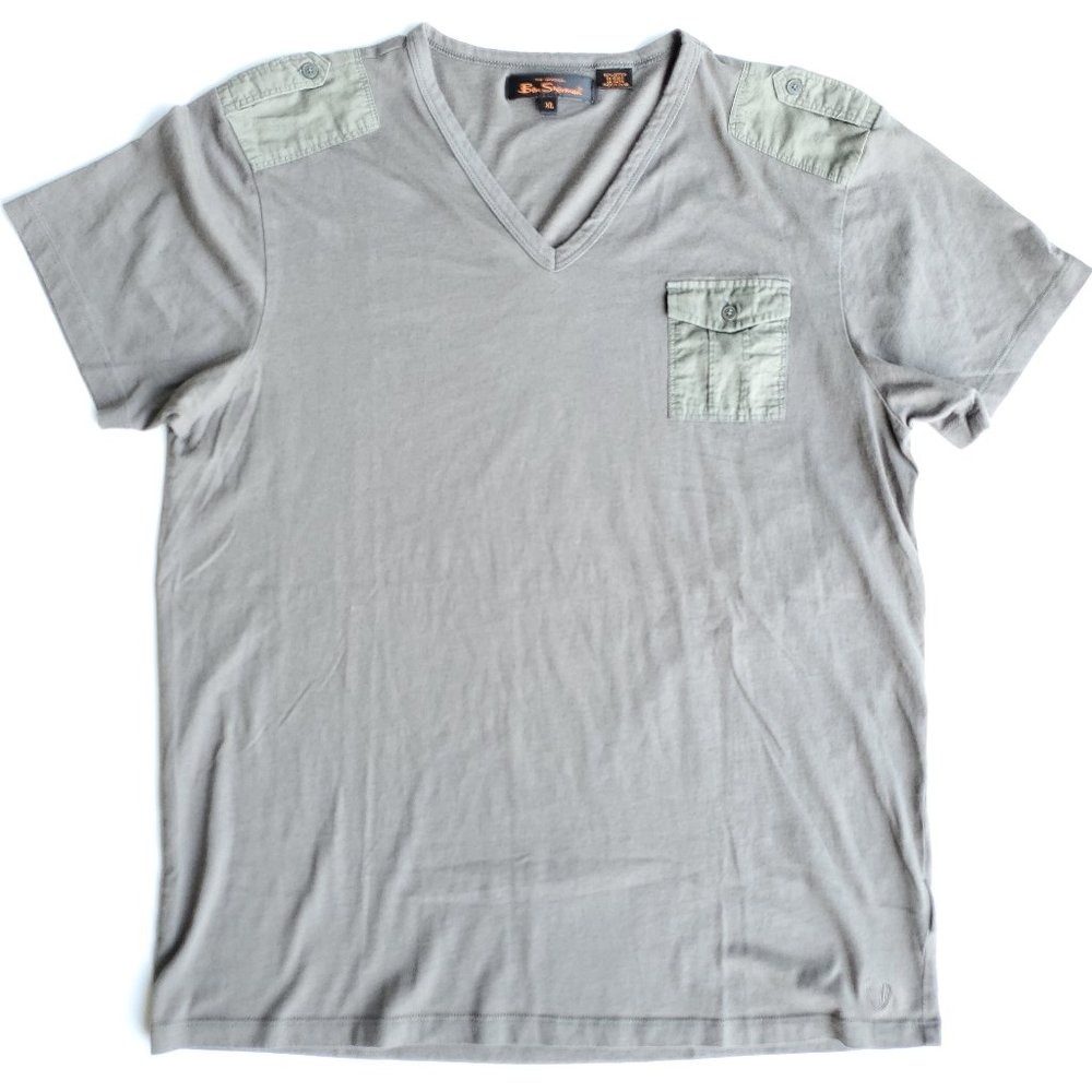 Ben Sherman Army Green V-Neck Short Sleeve T-Shirt